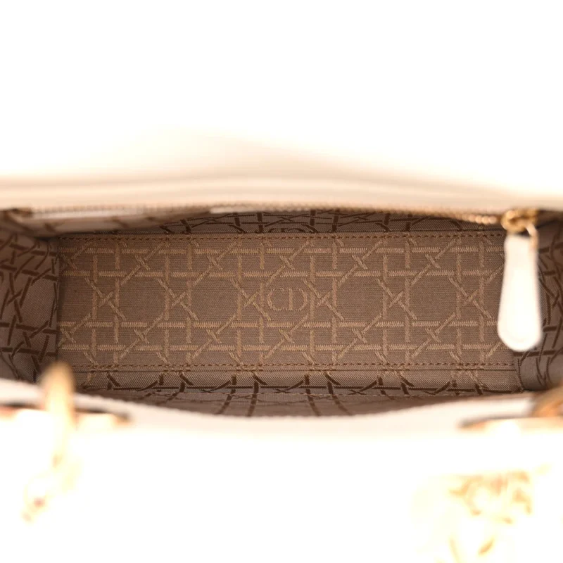 DIOR SMALL MY ABCDIOR LADY DIOR WHITE CANNAGE LAMBSKIN LEATHER GOLD HARDWARE - Image 7