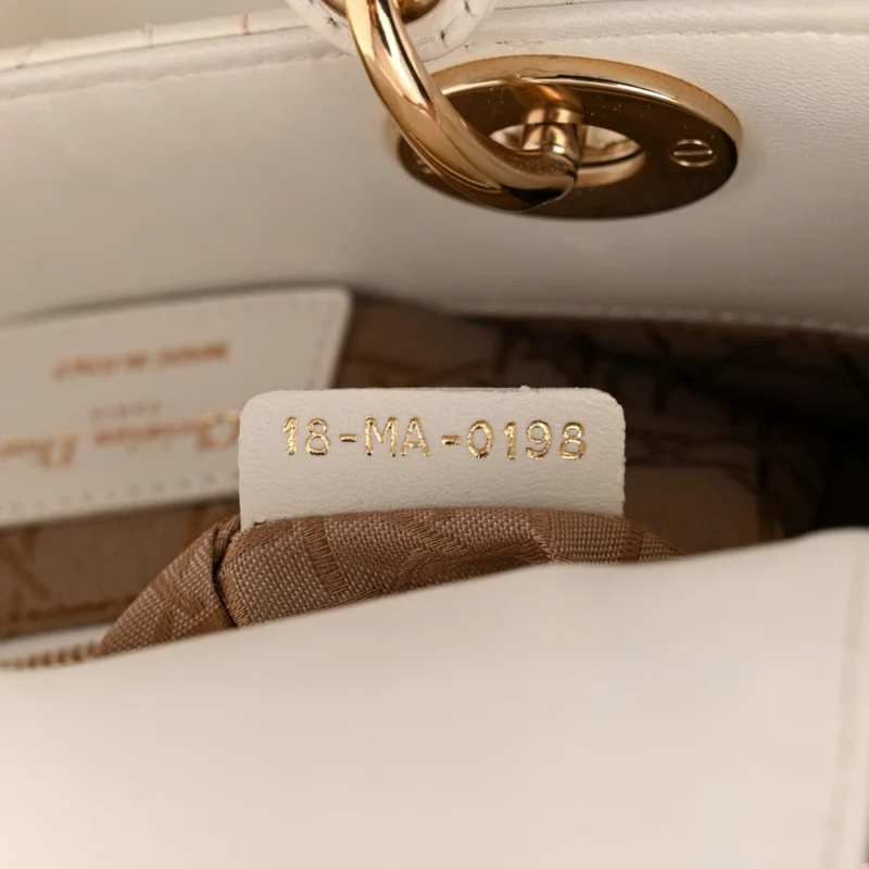 DIOR SMALL MY ABCDIOR LADY DIOR WHITE CANNAGE LAMBSKIN LEATHER GOLD HARDWARE - Image 9
