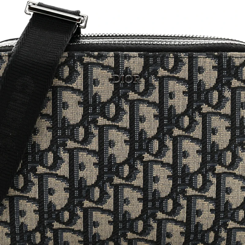 DIOR SMALL SADDLE MESSENGER POUCH BLUE OBLIQUE CANVAS SILVER HARDWARE - Image 6