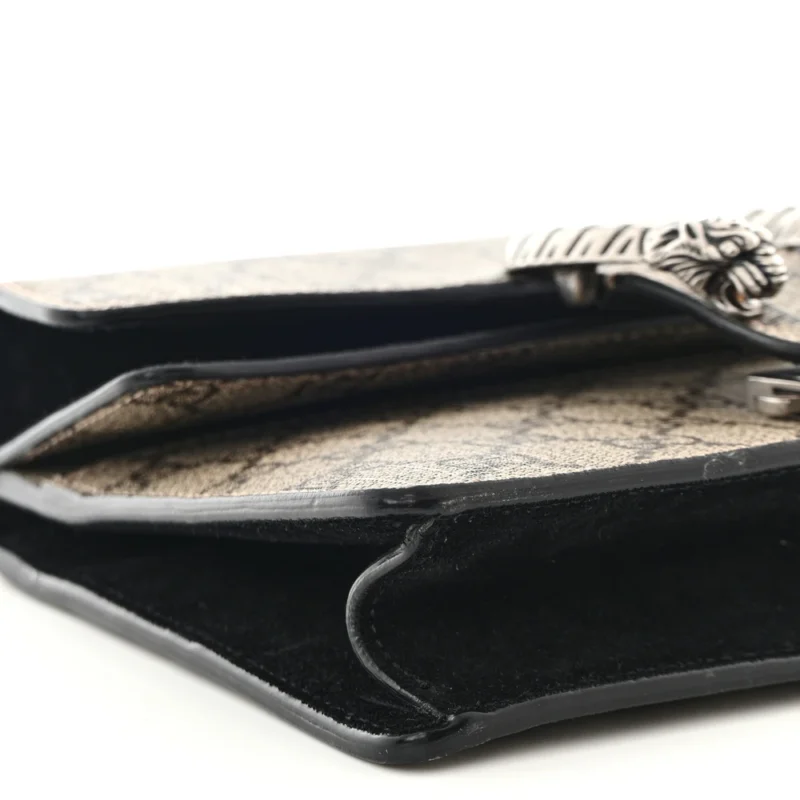 GUCCI MINI DIONYSUS SHOULDER BAG BLACK GG SUPREME MONOGRAM CANVAS AGED SILVER HARDWARE - Image 5