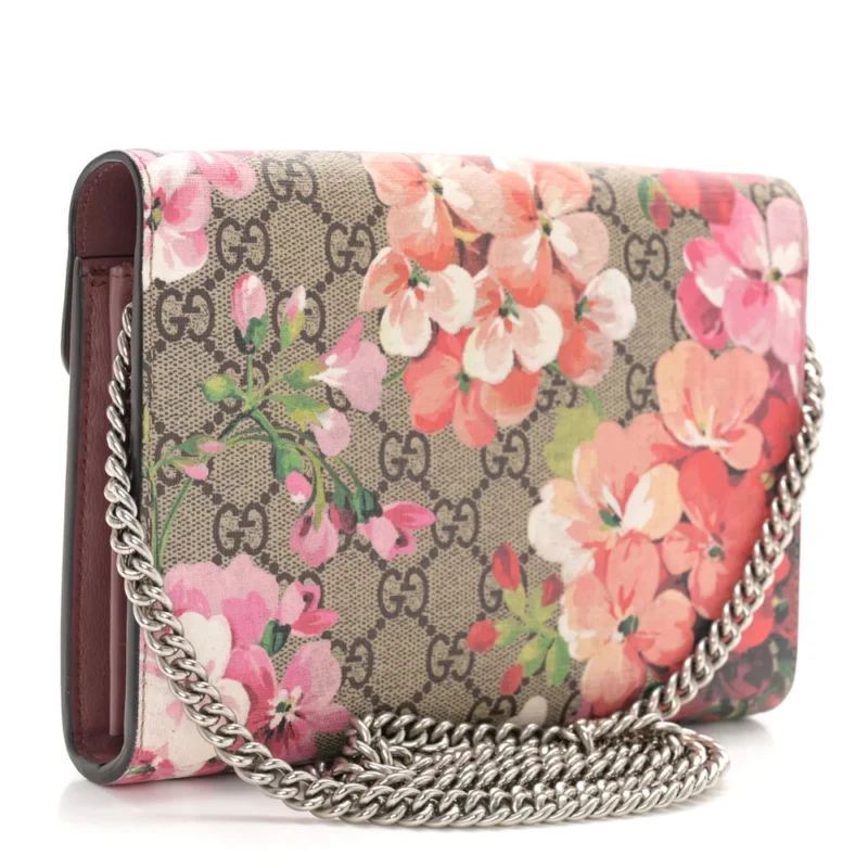 GUCCI MINI DIONYSUS CHAIN WALLET BEIGE MULTICOLOR BLOOMS GG SUPREME MONOGRAM CANVAS - Image 3