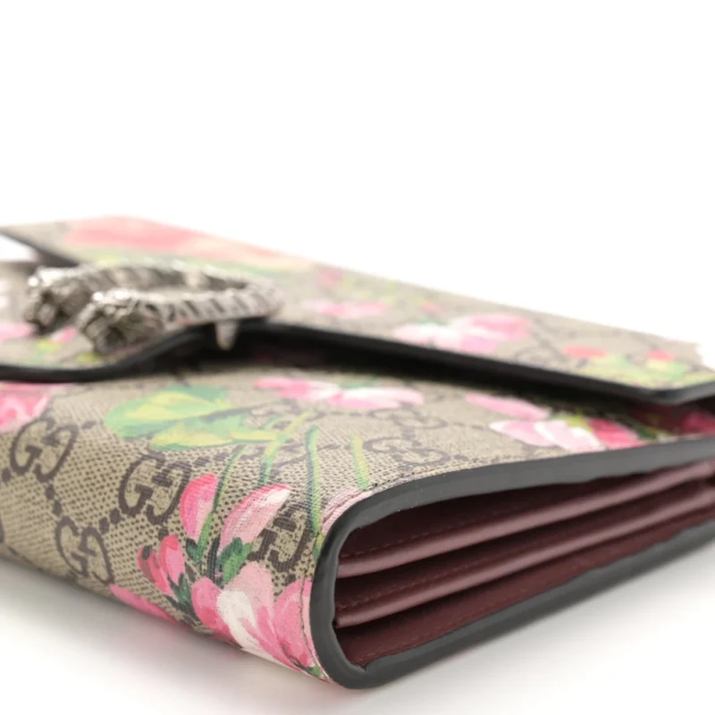 GUCCI MINI DIONYSUS CHAIN WALLET BEIGE MULTICOLOR BLOOMS GG SUPREME MONOGRAM CANVAS - Image 4