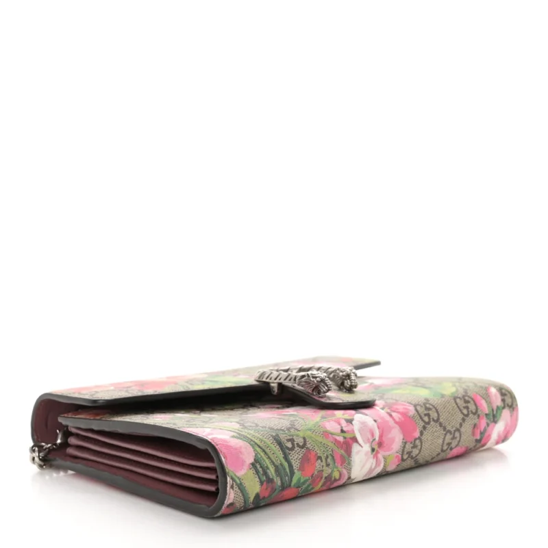 GUCCI MINI DIONYSUS CHAIN WALLET BEIGE MULTICOLOR BLOOMS GG SUPREME MONOGRAM CANVAS - Image 6
