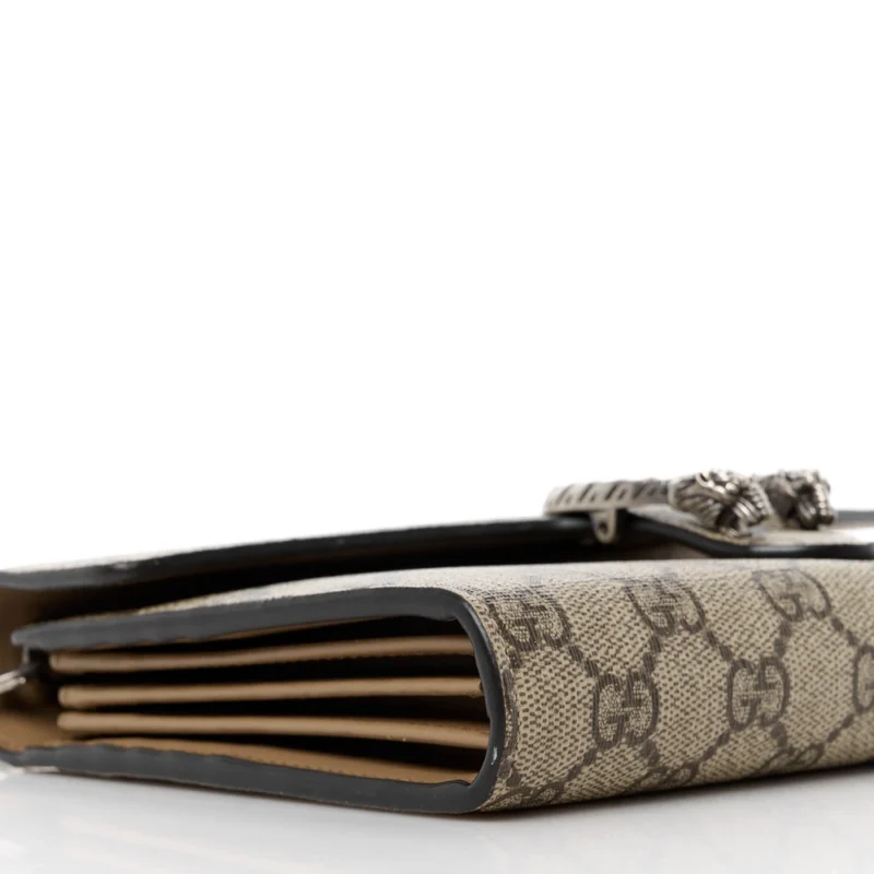 GUCCI MINI DIONYSUS CHAIN WALLET BEIGE/TAUPE GG SUPREME MONOGRAM CANVAS AGED SILVER HARDWARE - Image 5