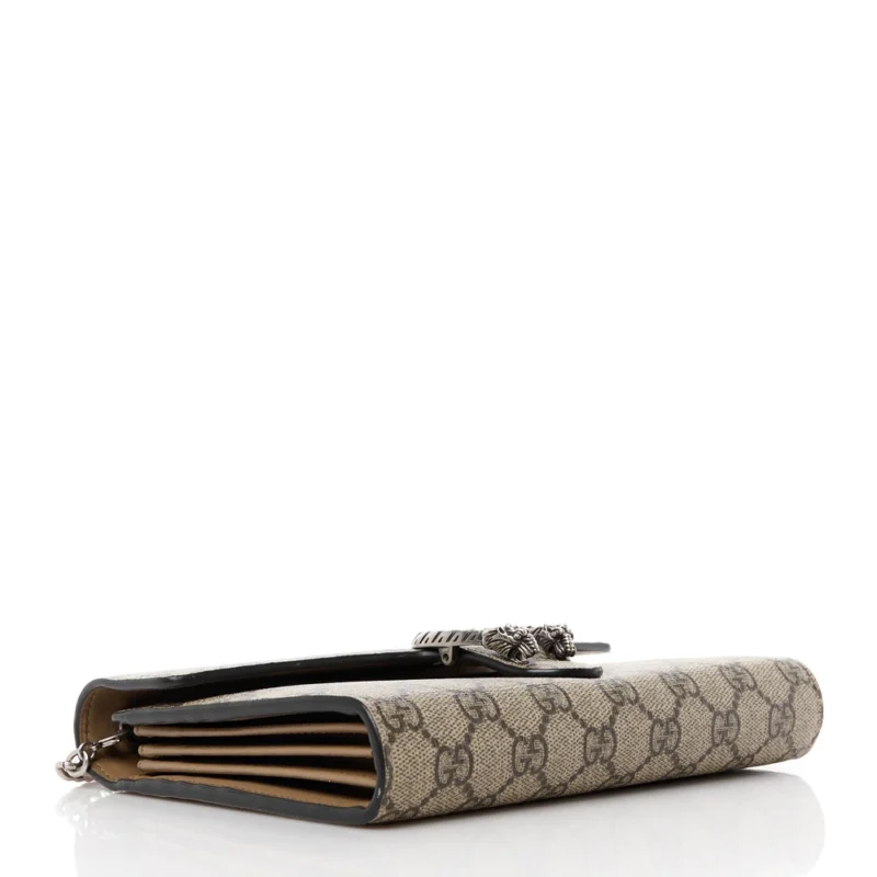 GUCCI MINI DIONYSUS CHAIN WALLET BEIGE/TAUPE GG SUPREME MONOGRAM CANVAS AGED SILVER HARDWARE - Image 6