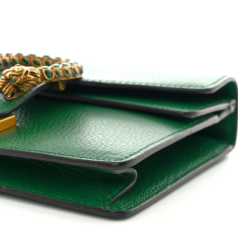 GUCCI MINI DIONYSUS SHOULDER BAG EMERALD CALFSKIN LEATHER AGED SILVER HARDWARE - Image 4