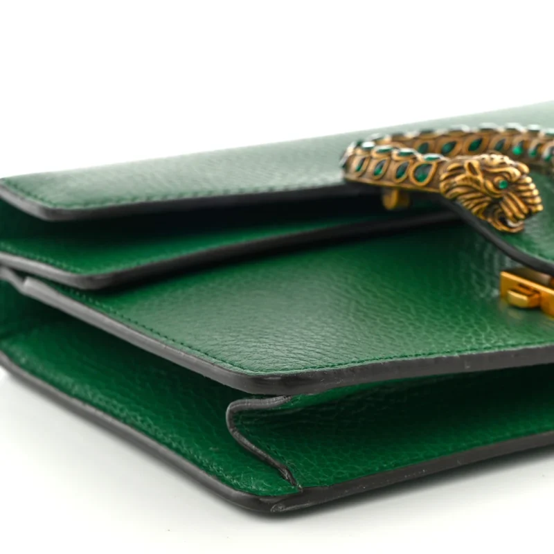 GUCCI MINI DIONYSUS SHOULDER BAG EMERALD CALFSKIN LEATHER AGED SILVER HARDWARE - Image 5