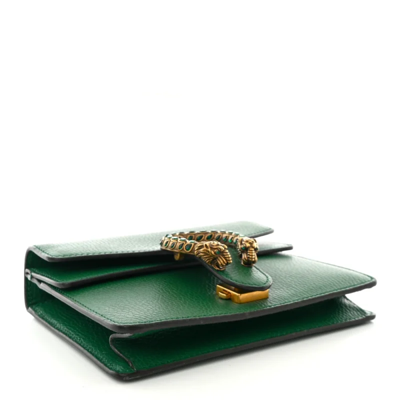 GUCCI MINI DIONYSUS SHOULDER BAG EMERALD CALFSKIN LEATHER AGED SILVER HARDWARE - Image 6