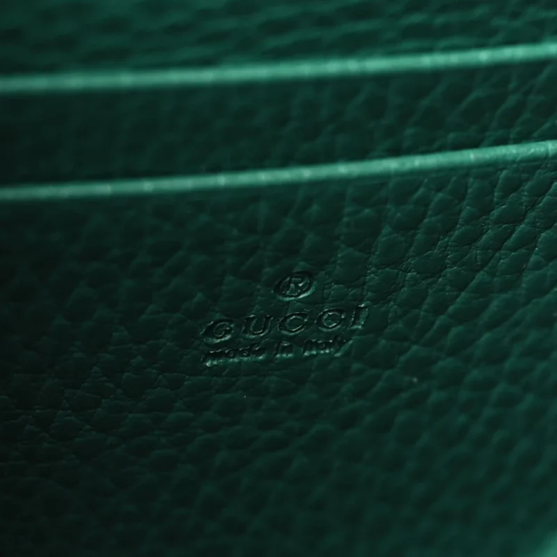 GUCCI MINI DIONYSUS CHAIN WALLET EMERALD CALFSKIN LEATHER AGED SILVER HARDWARE - Image 2