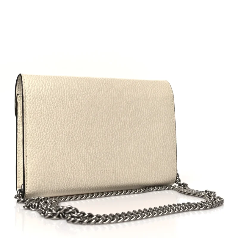 GUCCI MINI DIONYSUS CHAIN WALLET MYSTIC WHITE DOLLAR CALFSKIN LEATHER AGED SILVER HARDWARE - Image 3