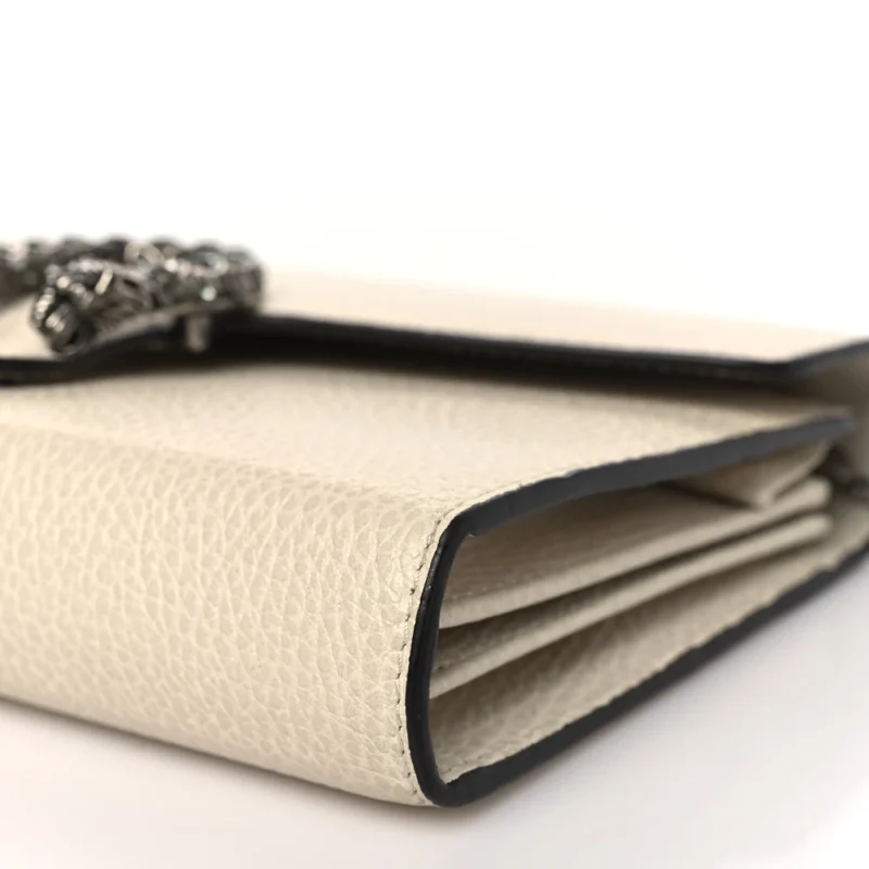 GUCCI MINI DIONYSUS CHAIN WALLET MYSTIC WHITE DOLLAR CALFSKIN LEATHER AGED SILVER HARDWARE - Image 5