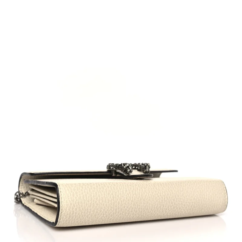 GUCCI MINI DIONYSUS CHAIN WALLET MYSTIC WHITE DOLLAR CALFSKIN LEATHER AGED SILVER HARDWARE - Image 6
