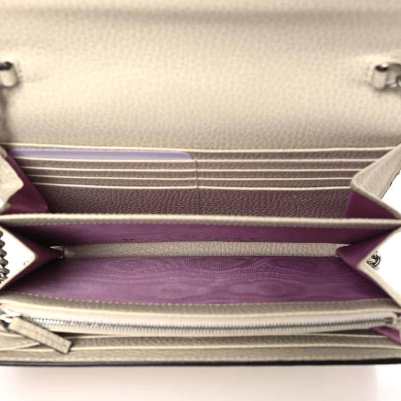 GUCCI MINI DIONYSUS CHAIN WALLET MYSTIC WHITE DOLLAR CALFSKIN LEATHER AGED SILVER HARDWARE - Image 7