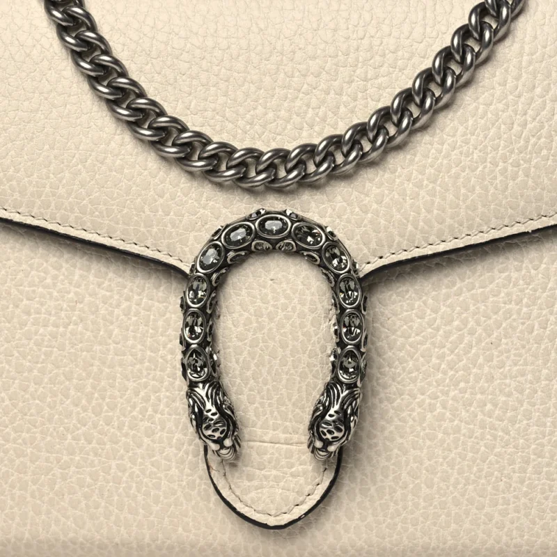 GUCCI MINI DIONYSUS CHAIN WALLET MYSTIC WHITE DOLLAR CALFSKIN LEATHER AGED SILVER HARDWARE - Image 8