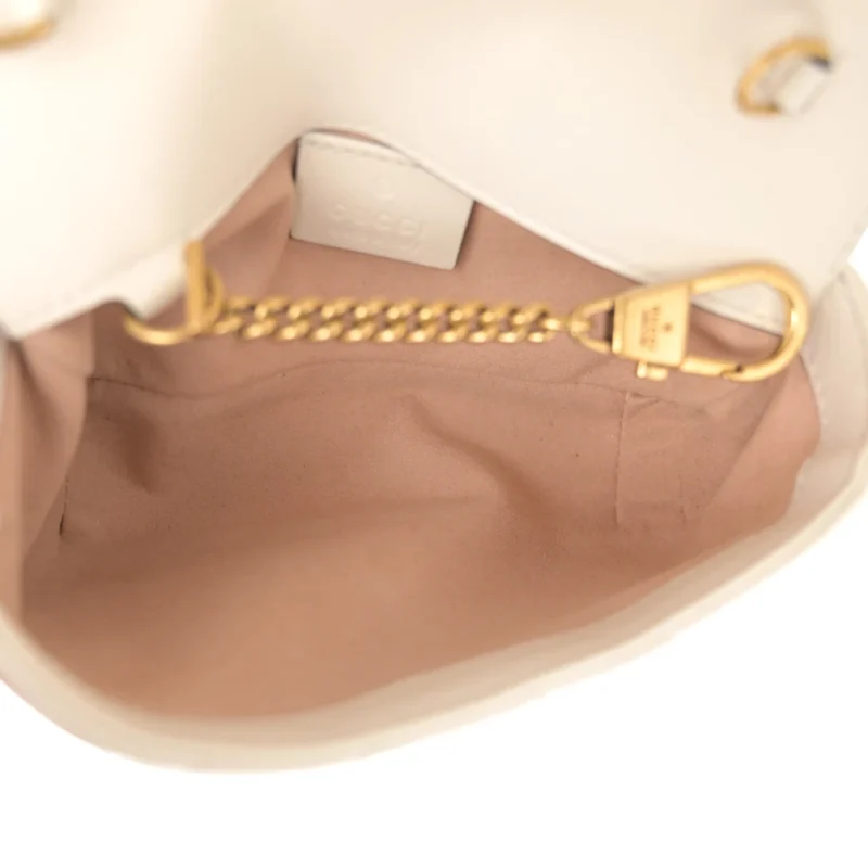 GUCCI MINI GG MARMONT SHOULDER BAG WHITE CALFSKIN MATELASS?? SUPER LEATHER AGED GOLD HARDWARE - Image 7