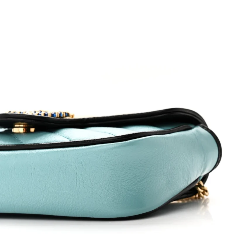 GUCCI MINI DIAGONAL SUPER TORCHON GG MARMONT SHOULDER BAG AZALEA MULTICOLOR ENAMEL CALFSKIN MATELASS?? LEATHER GOLD HARDWARE - Image 5