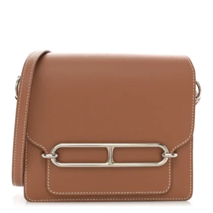 LUSHENTIC HERM??S MINI SAC ROULIS BROWN EVERCOLOR LEATHER PALLADIUM SILVER HARDWARE