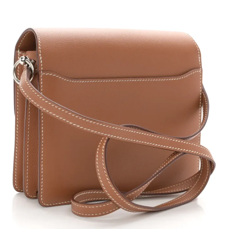 LUSHENTIC HERM??S MINI SAC ROULIS BROWN EVERCOLOR LEATHER PALLADIUM SILVER HARDWARE - Image 3