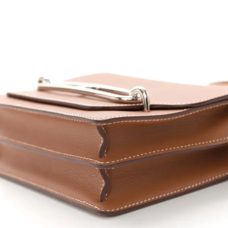 LUSHENTIC HERM??S MINI SAC ROULIS BROWN EVERCOLOR LEATHER PALLADIUM SILVER HARDWARE - Image 4