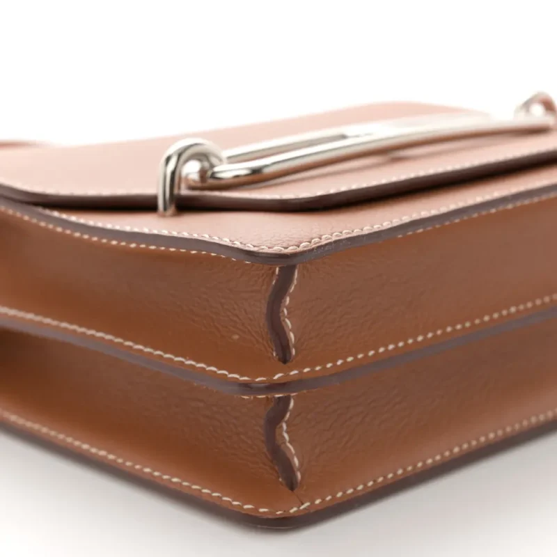 LUSHENTIC HERM??S MINI SAC ROULIS BROWN EVERCOLOR LEATHER PALLADIUM SILVER HARDWARE - Image 5