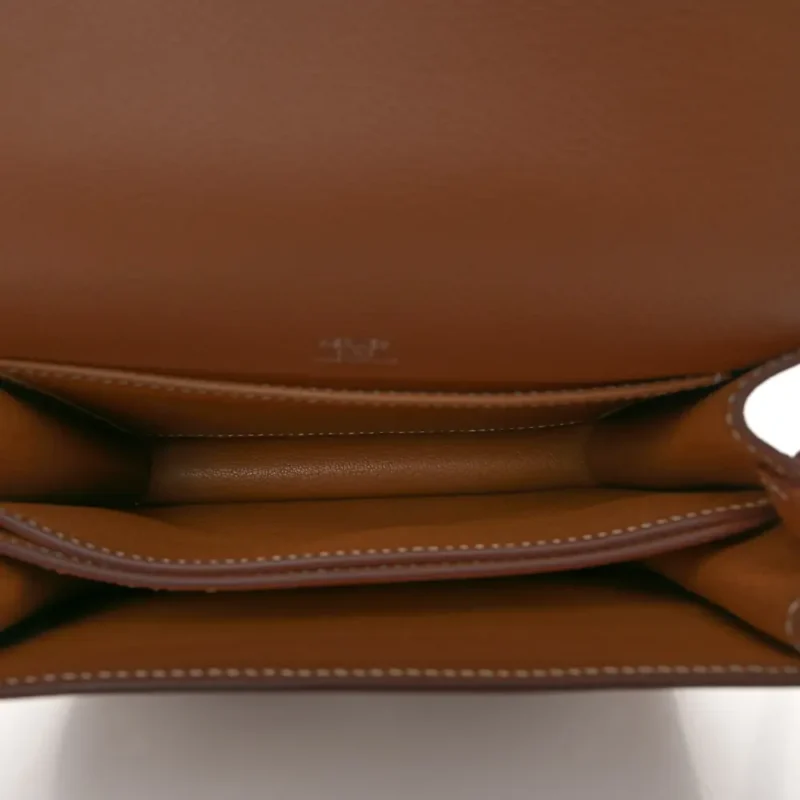 LUSHENTIC HERM??S MINI SAC ROULIS BROWN EVERCOLOR LEATHER PALLADIUM SILVER HARDWARE - Image 7