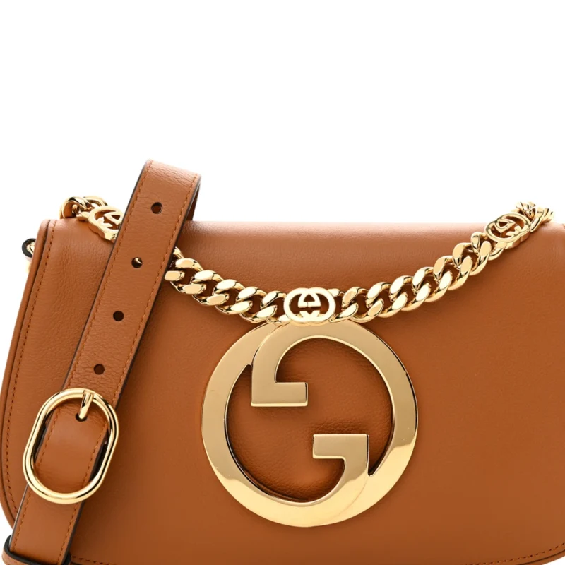 GUCCI MEDIUM BLONDIE CHAIN SHOULDER FLAP BAG COGNAC ROXY CALFSKIN LEATHER BRASS HARDWARE - Image 8