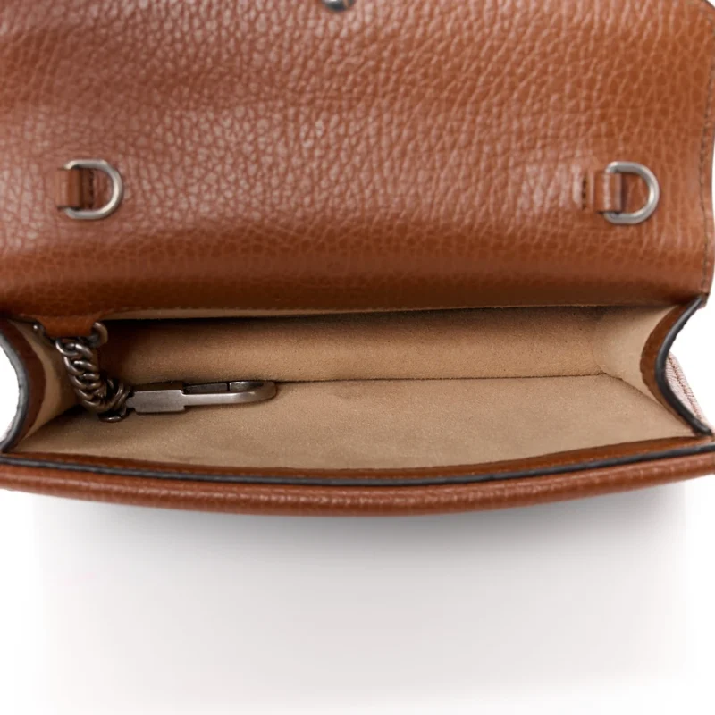 GUCCI MINI SUPER DIONYSUS SHOULDER BAG BLUE TEA / CUIR / EPILOG ELECTRIC BLUE NEW DENIM GG MONOGRAM COATED CANVAS & DOLLAR CALFSKIN LEATHER AGED SILVER HARDWARE - Image 7