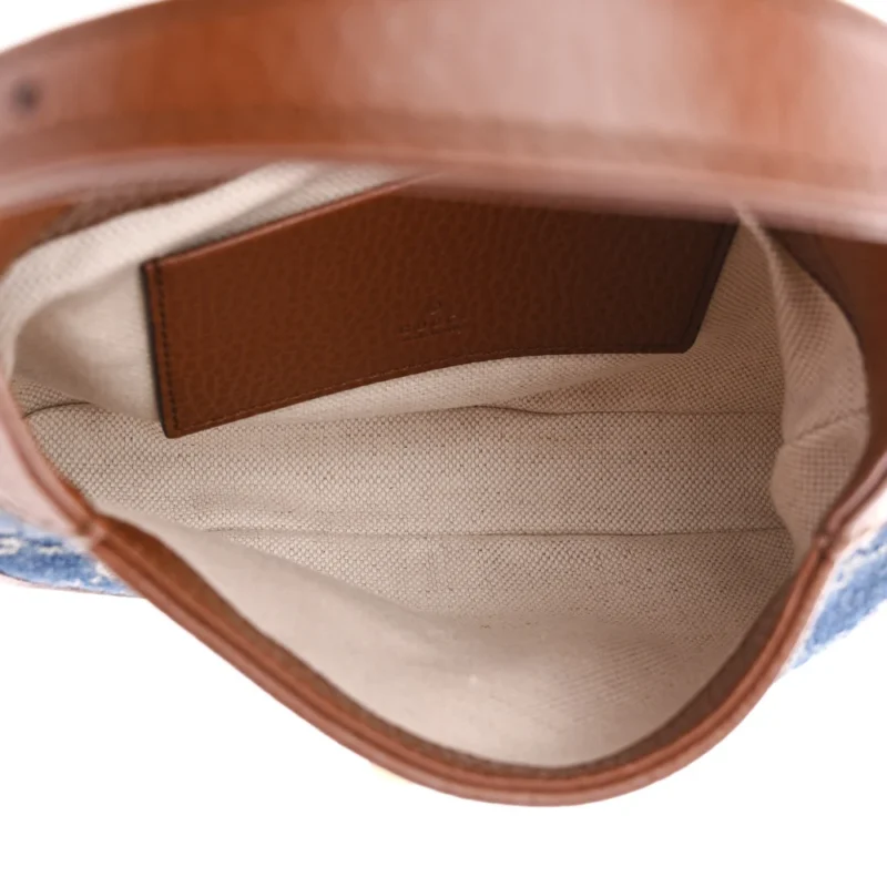 GUCCI MINI JACKIE 1961 HOBO BLUE TEA / CUIR NEW DENIM GG MONOGRAM & CALFSKIN LEATHER GOLD HARDWARE - Image 7
