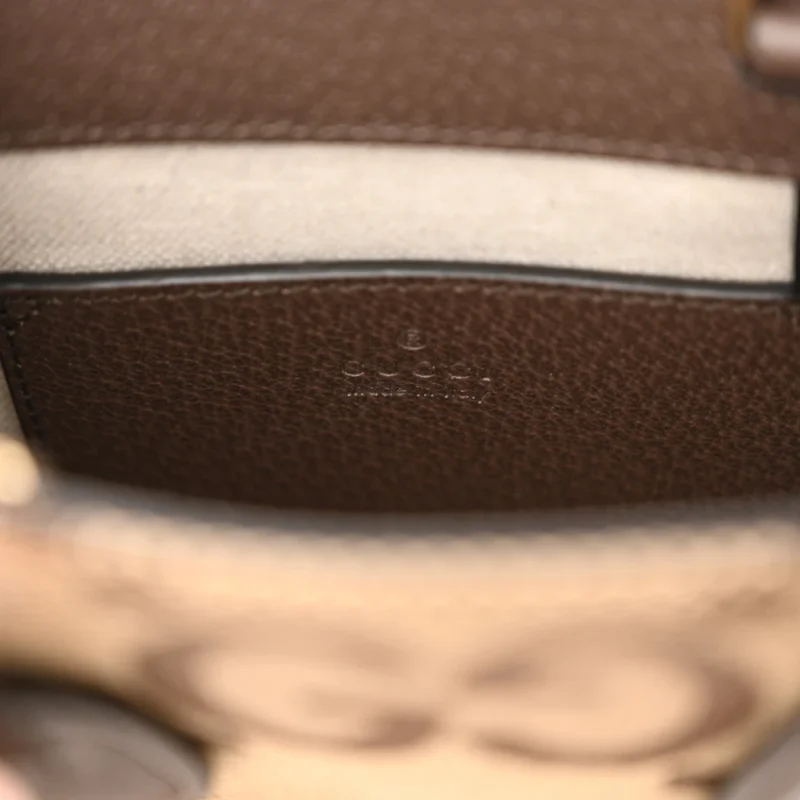 GUCCI MINI VERTICAL TOTE CAMEL EBONY TEXTURED DOLLAR CALFSKIN LEATHER GOLD HARDWARE - Image 2