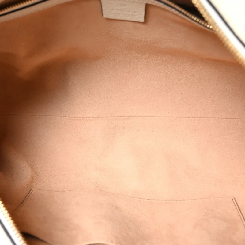 GUCCI MEDIUM OPHIDIA BOSTON BAG MYSTIC WHITE SUEDE & PATENT LEATHER GG WEB GOLD HARDWARE - Image 7
