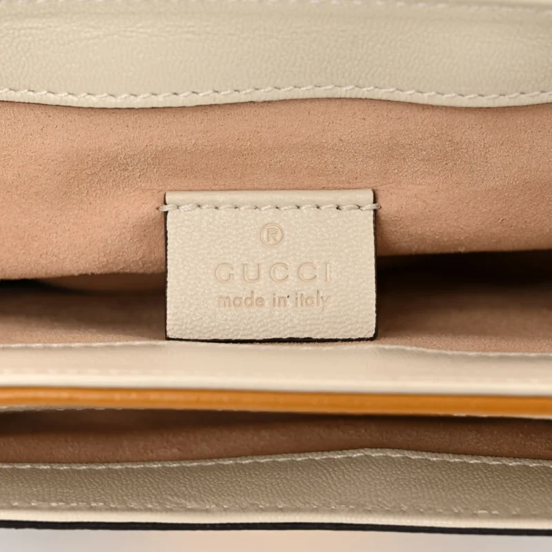 GUCCI MINI PADLOCK FLAP POCKET SHOULDER BAG BEIGE / MYSTIC WHITE / SUN OIL GG SUPREME MONOGRAM CANVAS GOLD HARDWARE - Image 2