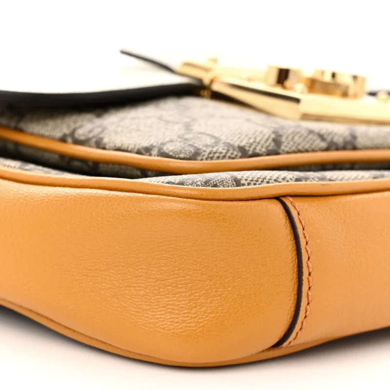 GUCCI MINI PADLOCK FLAP POCKET SHOULDER BAG BEIGE / MYSTIC WHITE / SUN OIL GG SUPREME MONOGRAM CANVAS GOLD HARDWARE - Image 5