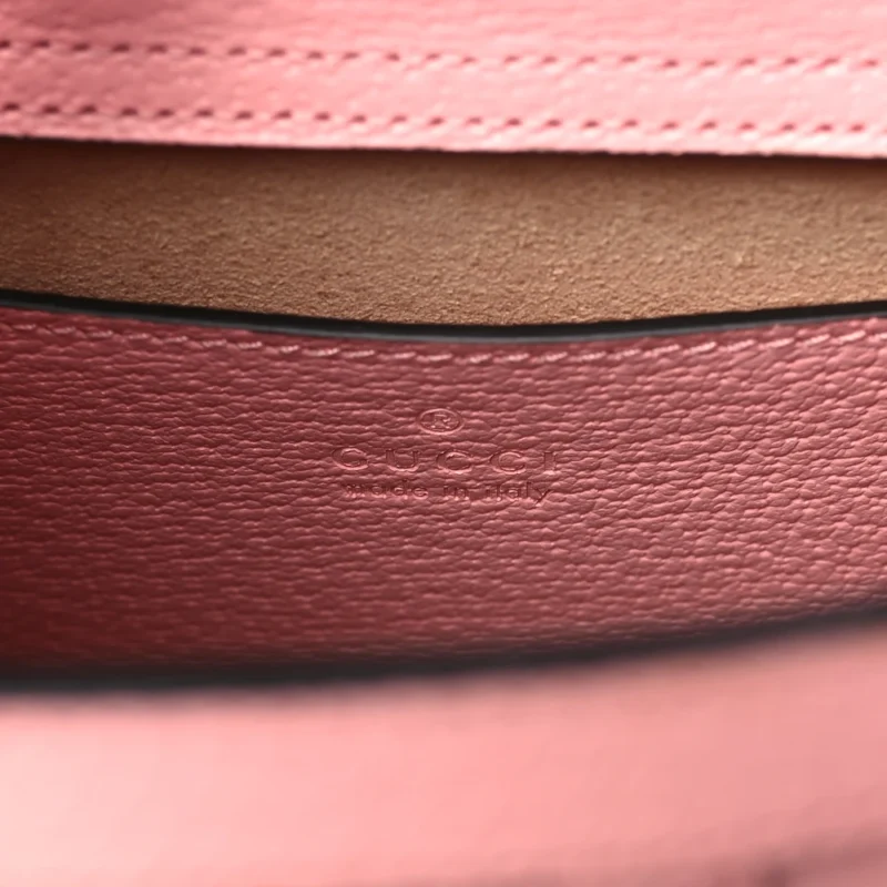 GUCCI MINI DIANA TOTE BAG WILD ROSE / BLACK TEXTURED CALFSKIN LEATHER GOLD HARDWARE - Image 2