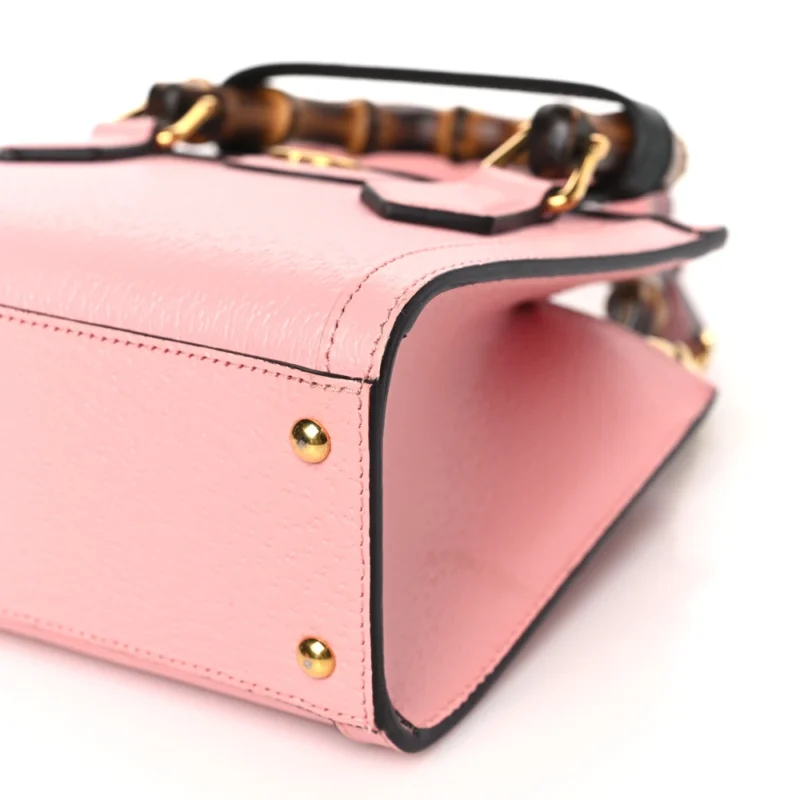 GUCCI MINI DIANA TOTE BAG WILD ROSE / BLACK TEXTURED CALFSKIN LEATHER GOLD HARDWARE - Image 4