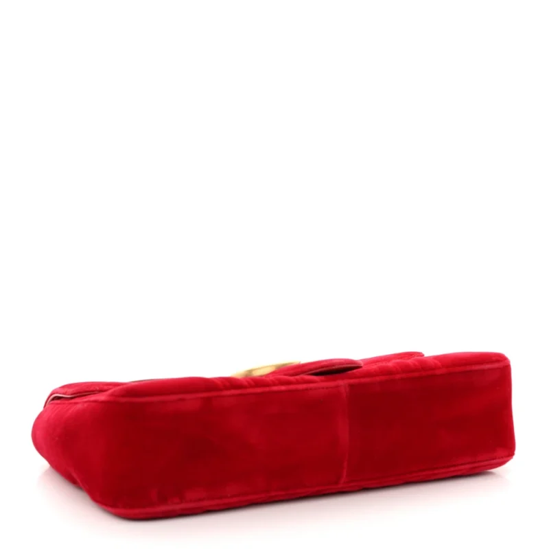 GUCCI MEDIUM GG MARMONT SHOULDER BAG HIBISCUS RED VELVET MATELASS?? LEATHER AGED GOLD HARDWARE - Image 6