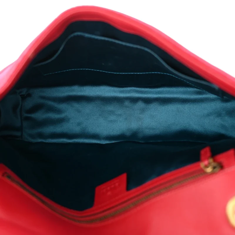 GUCCI MEDIUM GG MARMONT SHOULDER BAG HIBISCUS RED VELVET MATELASS?? LEATHER AGED GOLD HARDWARE - Image 8