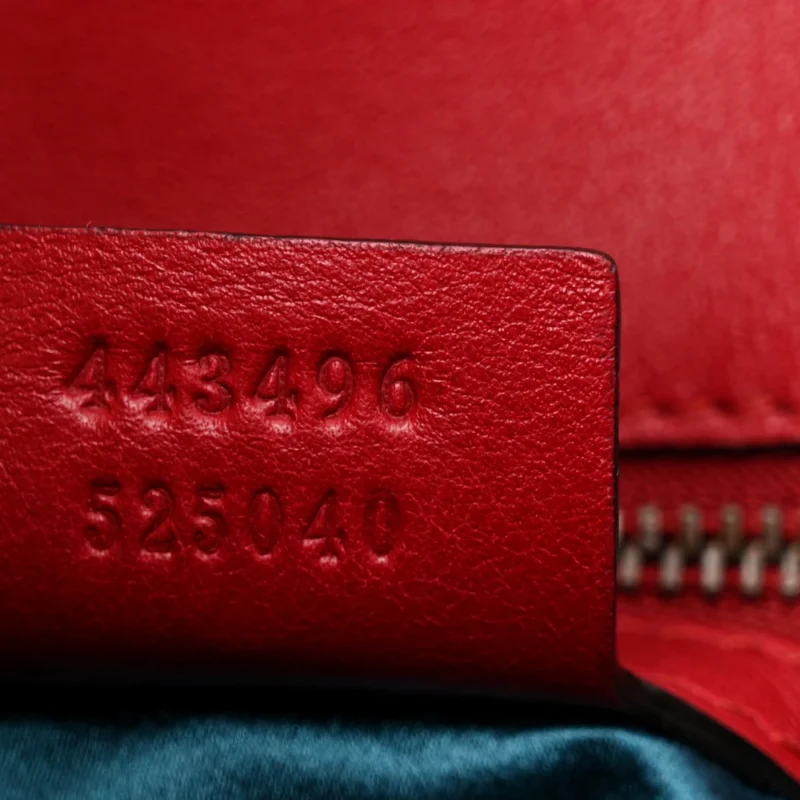 GUCCI MEDIUM GG MARMONT SHOULDER BAG HIBISCUS RED VELVET MATELASS?? LEATHER AGED GOLD HARDWARE - Image 9