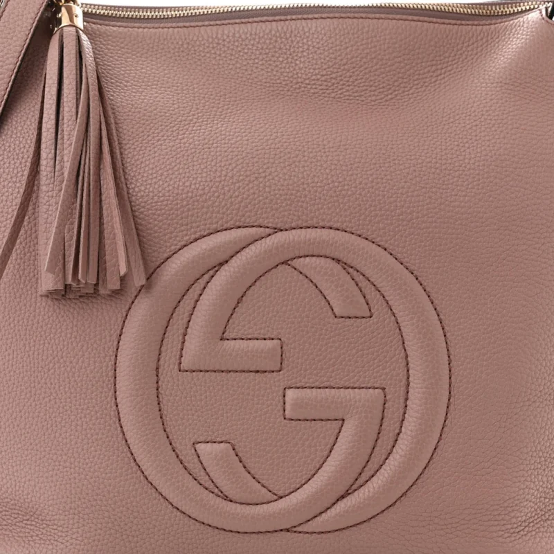 GUCCI LARGE SOHO HOBO CAMEL PEBBLED CALFSKIN LEATHER BRASS HARDWARE - Image 8
