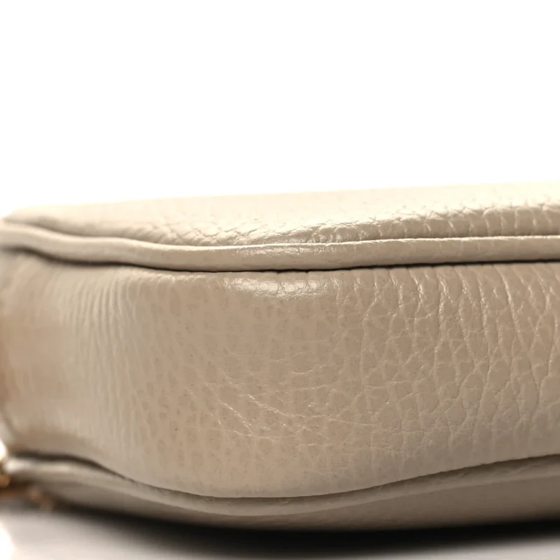 GUCCI MINI GG MARMONT CHAIN SHOULDER BAG BEIGE DOLLAR CALFSKIN SUPER LEATHER GOLD HARDWARE - Image 5