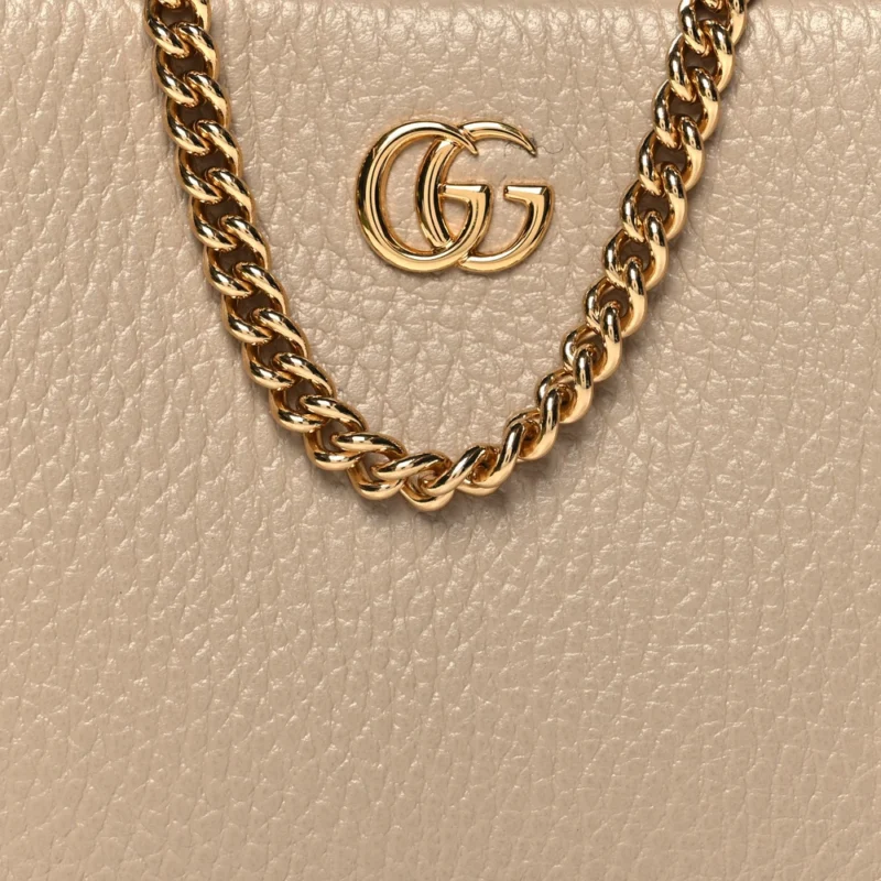GUCCI MINI GG MARMONT CHAIN SHOULDER BAG BEIGE DOLLAR CALFSKIN SUPER LEATHER GOLD HARDWARE - Image 8