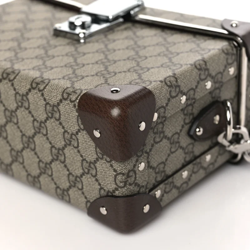 GUCCI MEDIUM GLOBE-TROTTER BEAUTY CASE BROWN GG SUPREME MONOGRAM CANVAS SILVER HARDWARE - Image 4