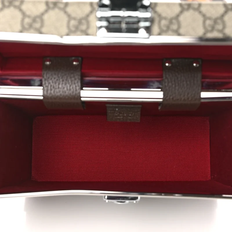 GUCCI MEDIUM GLOBE-TROTTER BEAUTY CASE BROWN GG SUPREME MONOGRAM CANVAS SILVER HARDWARE - Image 7