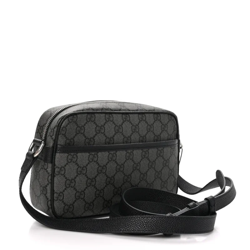 GUCCI MINI SHOULDER BAG GREY/BLACK GG SUPREME MONOGRAM CANVAS AGED SILVER HARDWARE - Image 3