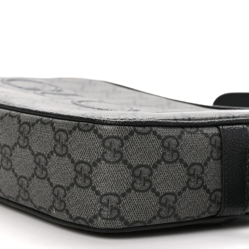 GUCCI MINI SHOULDER BAG GREY/BLACK GG SUPREME MONOGRAM CANVAS AGED SILVER HARDWARE - Image 4