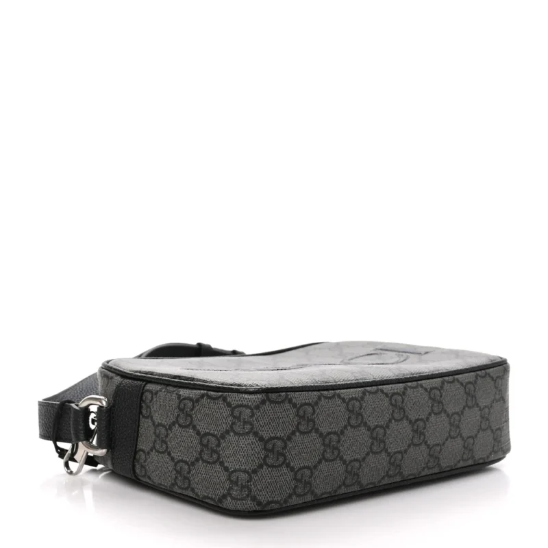 GUCCI MINI SHOULDER BAG GREY/BLACK GG SUPREME MONOGRAM CANVAS AGED SILVER HARDWARE - Image 6