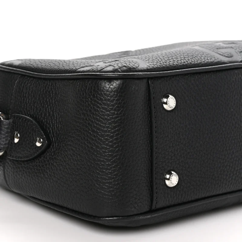 GUCCI MEDIUM JUMBO GG MESSENGER BAG BLACK EMBOSSED PIUMA CALFSKIN LEATHER SILVER HARDWARE - Image 5