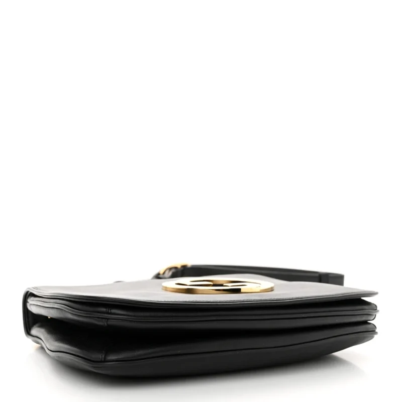 GUCCI MEDIUM WEB BLONDIE SHOULDER FLAP BAG BLACK ROXY CALFSKIN LEATHER GOLD HARDWARE - Image 6