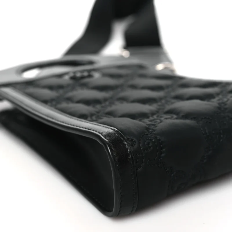GUCCI MINI TOP SLIP HANDLE CROSSBODY BAG BLACK NYLON & GG ENAMEL CALFSKIN MATELASS?? LEATHER BLACK HARDWARE - Image 5