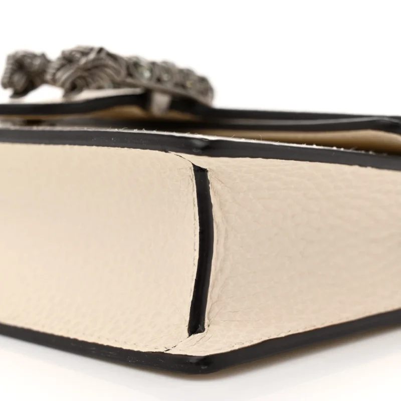 GUCCI SUPER MINI DIONYSUS SHOULDER BAG MYSTIC WHITE DOLLAR CALFSKIN LEATHER & CRYSTAL BLACK DIAMOND AGED SILVER HARDWARE - Image 4