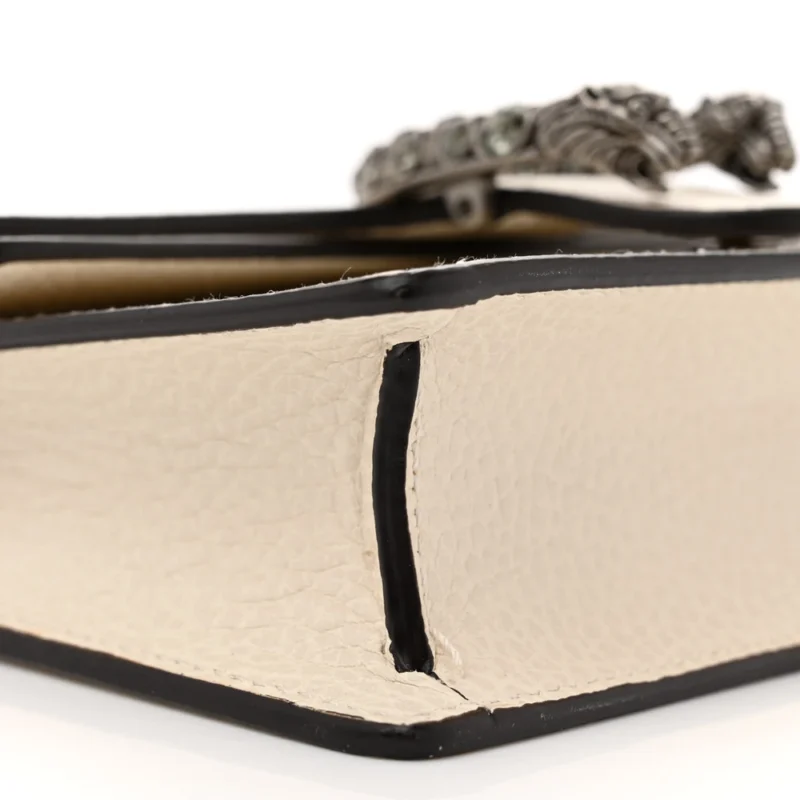 GUCCI SUPER MINI DIONYSUS SHOULDER BAG MYSTIC WHITE DOLLAR CALFSKIN LEATHER & CRYSTAL BLACK DIAMOND AGED SILVER HARDWARE - Image 5